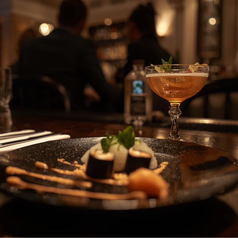 At a restaurant for a solo date.
