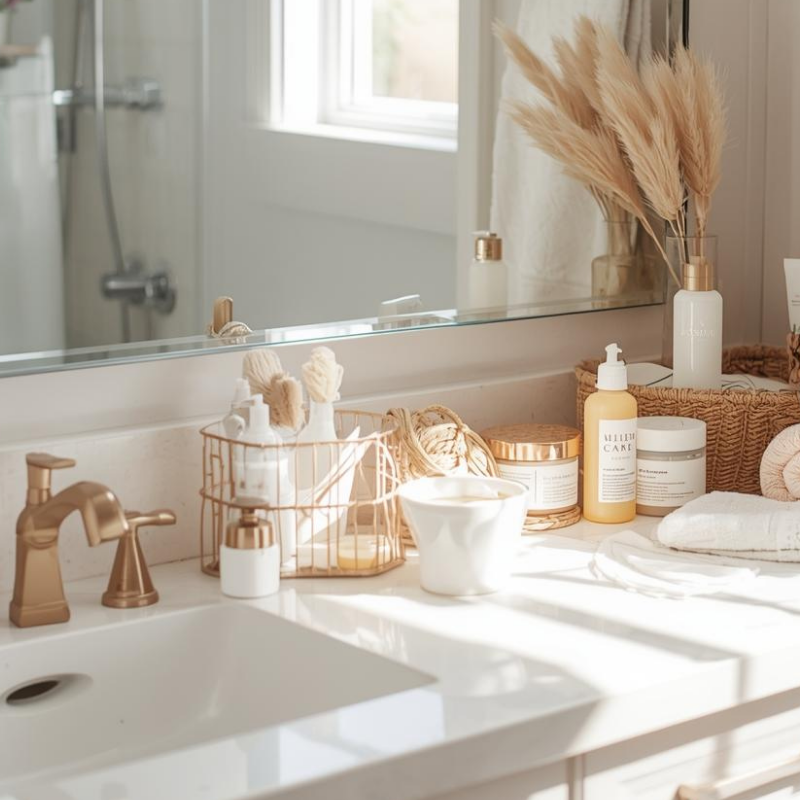 A bathroom that is setup for a self care day.